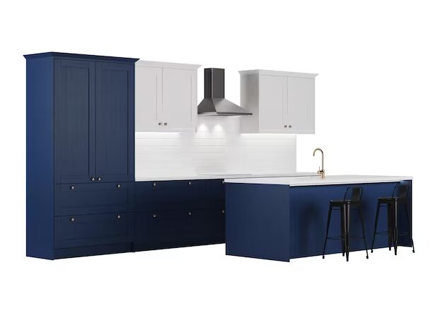 Pairing Blue Cabinets with Neutral Tones